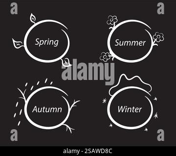 Seasons cadres nature craie et tableau noir ensemble éléments de conception. Illustration vectorielle.. Seasons cadres nature craie et tableau noir ensemble éléments de conception Illustration de Vecteur