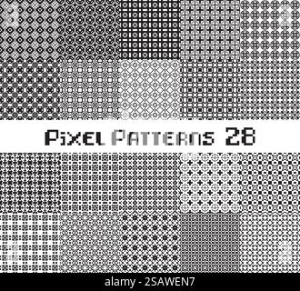 Motif abstrait sans couture dans le style pixel. Définir un fond de conception géométrique en mosaïque. Illustration de Vecteur