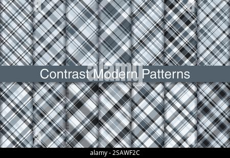 Collection de plaid moderne, design textile, motif de tissu à carreaux pour chemise, robe, costume, papier d'emballage imprimé, invitation et carte-cadeau .. Paquets de plaid modernes, conception textile, motif de tissu à carreaux pour chemise, robe, costume, papier d'emballage imprimé, invitation et carte-cadeau. Illustration de Vecteur