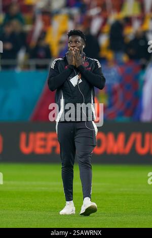 Bucarest, Roumanie. 30 janvier 2025. Le gardien de Manchester United Andre Onana (24 ans) avant le match FCSB contre Manchester United FC UEFA Europa League au stade National Arena (Arena Națională) de Bucarest, Roumanie, le 30 janvier 2025 crédit : Eleanor Hoad/Every second Media crédit : Every second Media/Alamy Live News Banque D'Images