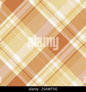 Plaid en tissu textile de vecteur de fond sans couture avec une texture tartan de contrôle de motif dans les couleurs ambre et orange. Illustration de Vecteur