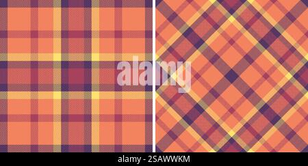 Vecteur de tartan de motif à carreaux sans couture avec une texture textile de contrôle de tissu. Set dans les couleurs du coucher du soleil pour des choix de mode parfaits pour toute occasion. Illustration de Vecteur