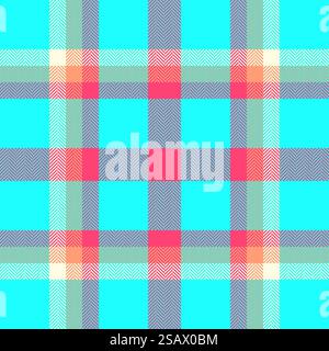 Nouvelle texture textile vectorielle, plaid sans couture de fond d'emballage. Motif de manteau tissu tartan carreaux dans les couleurs sarcelle et rouge.. Texture textile vectorielle de plaid sans couture de fond avec un motif à carreaux de tissu tartan. Illustration de Vecteur