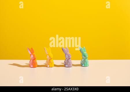 Carte de voeux lapin mignon pour Pâques Banque D'Images