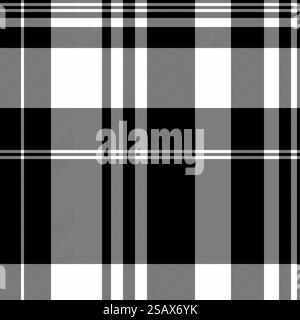 Fond de motif textile de chapeau, motif écossais de texture supérieure. Vecteur de tissu tartan sans couture clairsemé dans les couleurs noir et blanc. Illustration de Vecteur