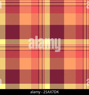 Fond de texture de modèle de coupe, tartan vectoriel sans couture d'individualité. Tissu à carreaux textile canadien plaid de couleurs rouge et orange. Illustration de Vecteur