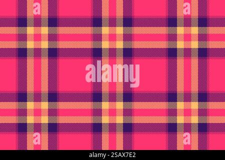 Plaid à carreaux sans couture de texture de tartan vecteur avec un textile de motif de tissu de fond dans les couleurs rouge et violette. Illustration de Vecteur