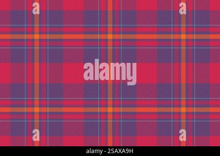 Motif à carreaux de fond de texture vectorielle de contrôle avec un textile de tartan de tissu sans couture dans des couleurs violettes et rouges. Illustration de Vecteur