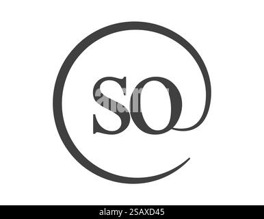 DONC logo de deux lettres avec style de signe d'email en forme de cercle. S et O rond logotype de la société commerciale pour l'identité de la marque. Illustration de Vecteur