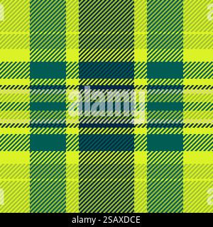 Motif vectoriel de contrôle de trace, fond de plaid de texture de rideau. Tartan textile en tissu sans couture de fibres dans les couleurs citron vert et sarcelle. Illustration de Vecteur