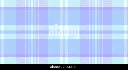 Gros plan vérifier le textile vectoriel, motif de fond à carreaux doux. Détendez la texture du tissu tartan sans couture dans la couleur cyan et bleue. Illustration de Vecteur