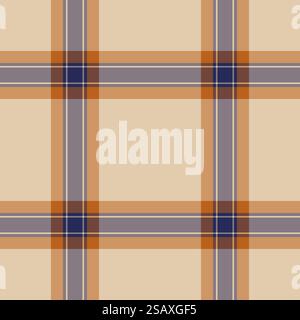 Tartan sans couture de tissu vectoriel de motif avec un textile de fond à carreaux en couleurs orange et grises.. Tartan sans couture de tissu vectoriel de motif avec un textile de fond à carreaux. Illustration de Vecteur
