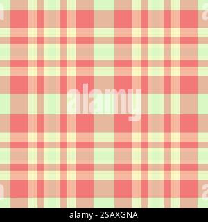 Texture vectorielle sans couture du motif à carreaux de fond avec un tissu de tartan textile à carreaux dans des couleurs orange et claires. Illustration de Vecteur