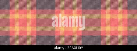 Motif de fond de coton sans couture, textile de tissu tartan mince. Feuille vecteur texture plaid check dans les couleurs pastel et corail clair. Illustration de Vecteur