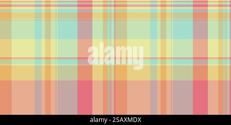 Tissu grungy à carreaux sans couture, motif tartan à texture de volume. Nouveau vecteur textile de fond à carreaux en couleur claire et pastel. Illustration de Vecteur
