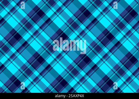 Motif sans couture vectoriel régulier, tartan de texture de fond de fenêtre. Tissu à carreaux de fil textile à carreaux de couleur cyan et bleu. Illustration de Vecteur