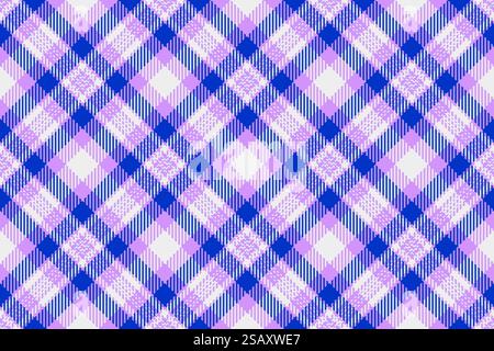 Tissu textile féminité plaid, texture vectorielle à carreaux formelle. Motif de fond de tartan Club sans couture dans la palette de couleurs violettes et blanches. Illustration de Vecteur