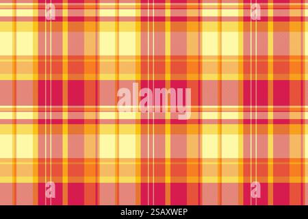 Vecteur de motif de tissu présent, textile de contrôle de tartan de groupe. Fond Vichy texture sans couture plaid de couleur rouge et jaune. Illustration de Vecteur