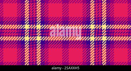 Texture de tissu à carreaux fluide, motif écossais moelleux tartan. Vecteur de fond textile sans couture impressionnant dans la palette de couleurs rouge et rose. Illustration de Vecteur