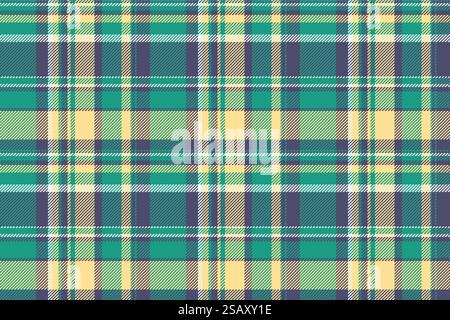 Vérifiez le plaid de fond du tissu textile de motif avec une texture sans couture vectorielle tartan dans les couleurs sarcelle et bleu. Illustration de Vecteur