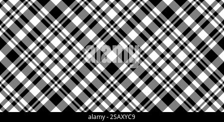 Vérification vectorielle sans couture de jour de l'indépendance, fond de plaid de texture espagnole. Imprimer tissu textile à motif tartan dans la palette de couleurs blanche et noire. Illustration de Vecteur