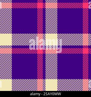 Texture de tissu vecteur podium, fier tartan textile sans couture. Housse de couette motif de fond plaid à carreaux dans la palette de couleurs violettes et claires. Texture de tissu vecteur podium, fier tartan textile sans couture. Motif de housse de couette fond de motif à carreaux en violet et couleurs claires. Illustration de Vecteur