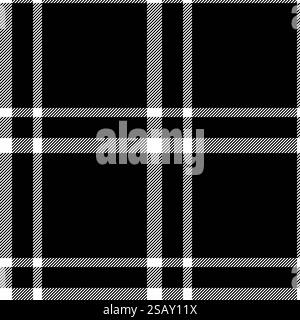 Motif de texture de tartan de fourrure, tissu de fond élégant sans couture. Textile à carreaux vectoriels décoratifs en palette de couleurs blanches et noires. Illustration de Vecteur