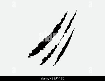 Griffes griffes, élément de conception de marque de monstre animal, tatouage et décor pour halloween. Silhouette noire, illustration vectorielle isolée sur fond blanc.. Griffes griffes, élément de conception de marque de monstre animal, tatouage et décor pour halloween. Silhouette vectorielle noire. Illustration de Vecteur