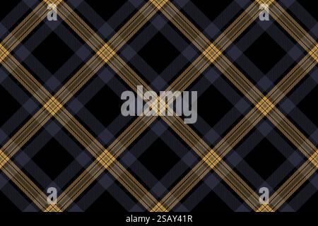 Tartan vectoriel sans couture de vérification de motif de texture avec un plaid de fond de tissu textile dans des couleurs noires et sombres. Illustration de Vecteur