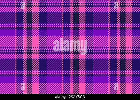 Tissu textile de tartan coréen, fond de motif de texture diwali. Vecteur de plaid à carreaux sans couture aléatoire dans la palette de couleurs rose et sombre. Illustration de Vecteur