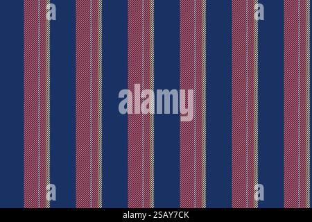 Lignes vectorielles textiles scolaires, texture de fond de modèle sur mesure. Tissu luxueux bande verticale sans couture en bleu et rouge. Illustration de Vecteur