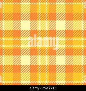 Illustration vérifier tartan de fond, écossais textile sans couture. Vecteur de texture de tissu de motif de chaleur dans la palette de couleurs orange et jaune. Illustration de Vecteur