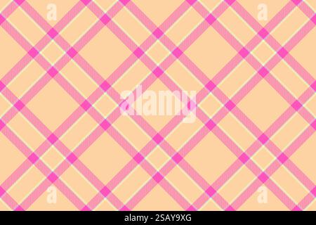 Tissu doux à carreaux plaid, motif vectoriel de texture adolescent. EPS fond tartan textile sans couture dans la palette de couleurs orange et rose. Illustration de Vecteur