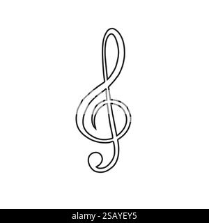 Vecteur dessiné à la main doodle esquisse musicale note de clef triple isolé sur fond blanc Illustration de Vecteur