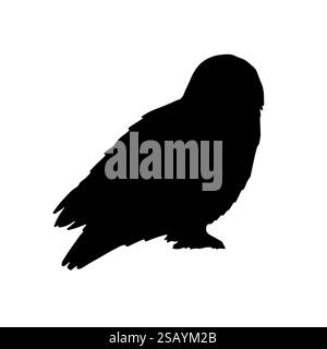 Silhouette de hibou enneigé polaire dessinée à la main isolée sur fond blanc Illustration de Vecteur