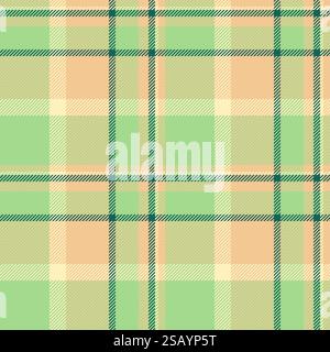 Plaid vectoriel de meubles, tartan de motif textile funky. Tissu de fond sans couture de texture pure dans la palette de couleurs verte et orange. Illustration de Vecteur