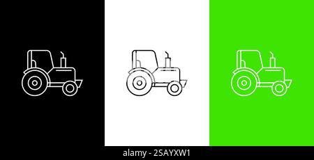 Icône tracteur/camion. Ligne, glyphe et contour rempli version colorée, contour de tracteur agricole et signe vectoriel rempli. Symbole, illustration du logo. Illustration de Vecteur