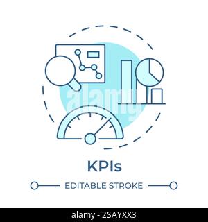 Icône de concept bleu clair KPI Illustration de Vecteur