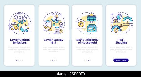 Avantages de la gestion de l'énergie écran de l'application mobile Onboarding Illustration de Vecteur