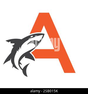 Lettre de monogramme initiale concept de conception de logo de dauphin avec symbole de baleine Illustration de Vecteur