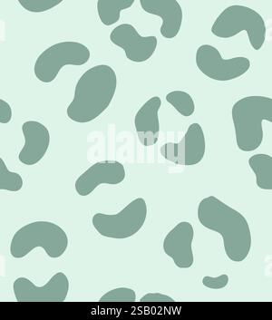 Modèle sans couture de vecteur d'impression de fourrure pointillée verte de léopard dessinée à la main isolé sur fond blanc Illustration de Vecteur