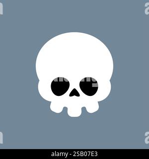 Dessin animé Cute Skull. Kawaii Skeleton Head Illustration de Vecteur