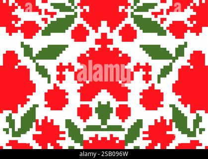 Khokhloma pattern pixel atteint 8 bit background national et traditionnel Illustration de Vecteur