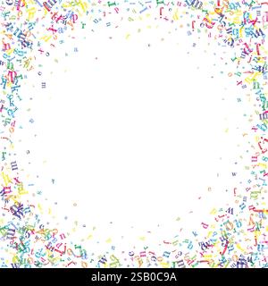 Lettres tombantes de la langue anglaise. Caractères volants enfantins colorés de l'alphabet latin. Concept d'étude des langues étrangères. Bannière de retour à l'école sur fond blanc. Illustration de Vecteur