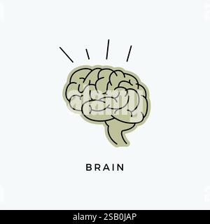 Icône cerveau humain avec contour de contour modifiable, icône de contour de contour de cerveau modifiable Illustration de Vecteur