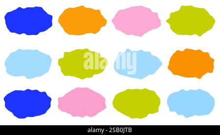 Ensemble de formes organiques ovales liquides, forme irrégulière dans des couleurs vibrantes. Forme libre simple colorée, blob asymétrique. Illustration de Vecteur