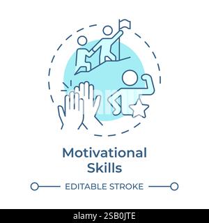Icône de concept bleu doux de compétences de motivation Illustration de Vecteur