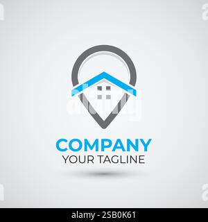 Modèle d'icône d'emplacement de broche de conception de logo de maison et immobilier Illustration de Vecteur