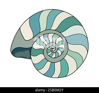 Vecteur marin sous-marin tourbillonnant coquille marine art Illustration de Vecteur