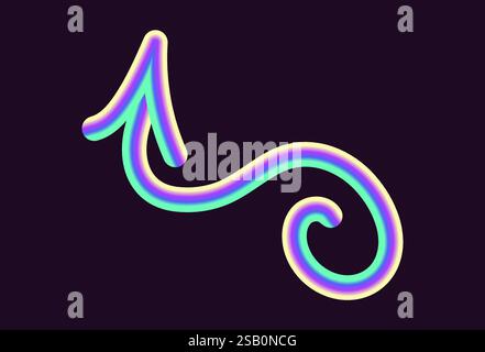 design vectoriel au néon vibrant avec des flèches dans diverses formes et directions. les flèches ont un effet dégradé brillant, combinant des teintes claires de jaune, ora Illustration de Vecteur